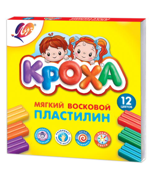 Pastă de modelat moale Kroha, 12 culori x 15 gr.